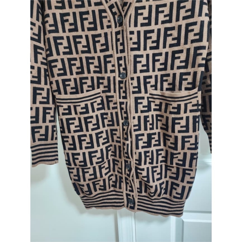 Authentic Fendi Zucca Cardigan in Brown/Black - Picture 14 of 16